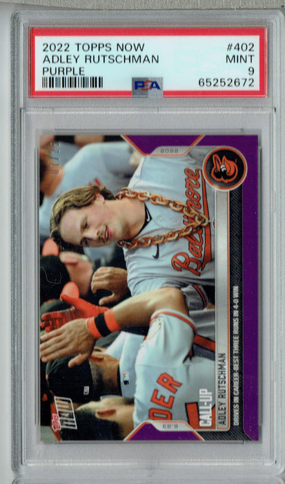 PSA 9 MINT Adley Rutschman 2022 Topps Now #402 Rookie Card Purple SP #7/25