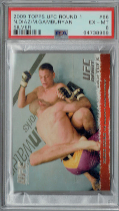 PSA 6 EX-MT Nate Diaz 2009 Topps UFC Round 1 #66 Rookie Card Silver SP 288 Made