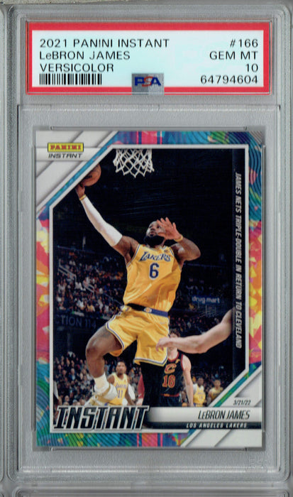 PSA 10 GEM-MT Lebron James 2021 Panini Instant #166 Rare Trading Card Versicolor #2/5 Made!