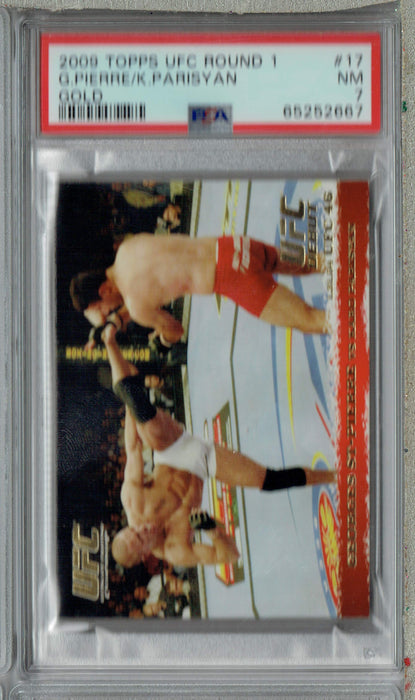 PSA 7 NM Georges St-Pierre 2009 Topps UFC Round 1 #17 Rookie Card Thick Gold SP