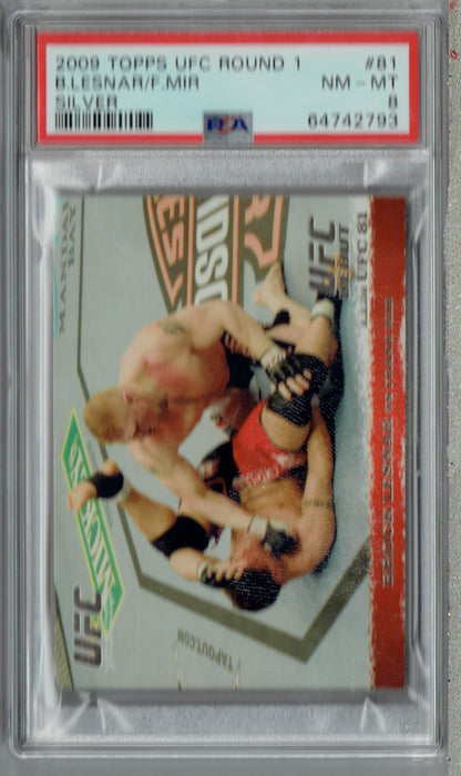 PSA 8 NM-MT Brock Lesnar 2009 Topps UFC Round 1 #81 Rookie Card Silver 288 Made