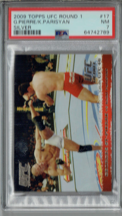 PSA 7 NM Georges St-Pierre 2009 Topps UFC Round 1 #17 Rookie Card Silver 288 Made