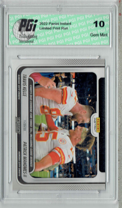 Travis Kelce Patrick Mahomes 2022 Panini Instant #120 1/376 Chiefs Card PGI 10