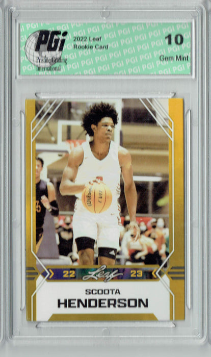 Scoota Henderson 2022 Leaf Basketball #B-2 Gold Rookie Card PGI 10