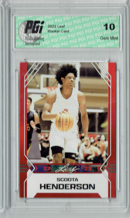 Scoota Henderson 2022 Leaf Basketball #B-2 Red Rookie Card PGI 10