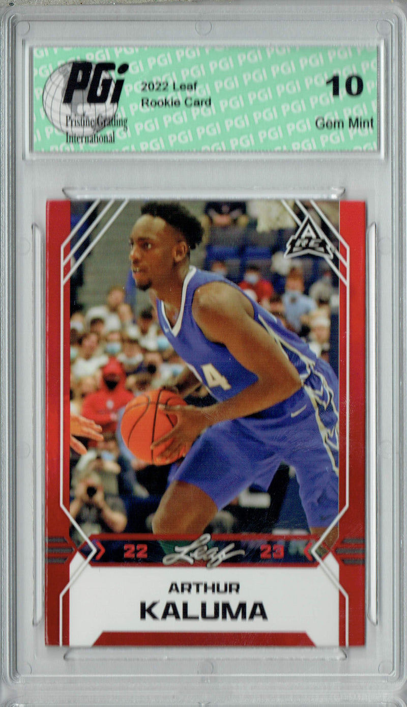 Arthur Kaluma 2022 Leaf Basketball #B-3 Red Rookie Card PGI 10