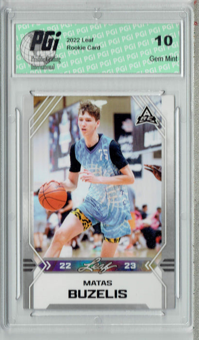 Matas Buzelis 2022 Leaf Basketball #B-6 Silver Rookie Card PGI 10