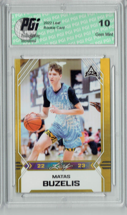 Matas Buzelis 2022 Leaf Basketball #B-6 Gold Rookie Card PGI 10