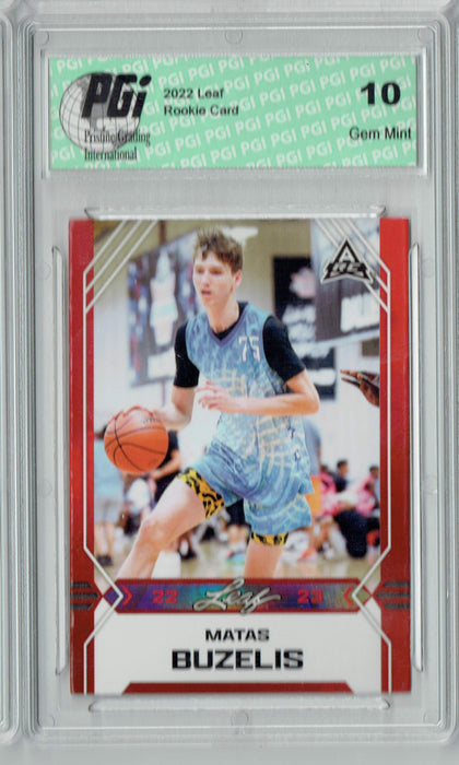 Matas Buzelis 2022 Leaf Basketball #B-6 Red Rookie Card PGI 10