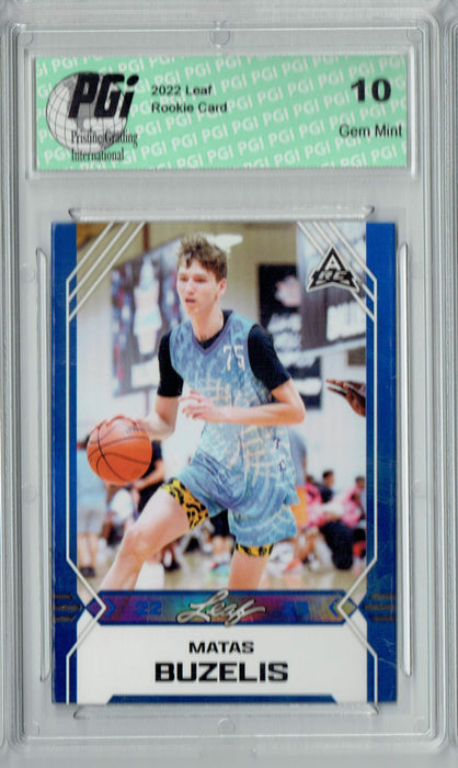 Matas Buzelis 2022 Leaf Basketball #B-6 Blue Rookie Card PGI 10