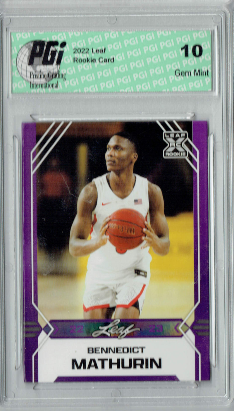 Bennedict Mathurin 2022 Leaf Basketball #B-9 Purple Rookie Card PGI 10