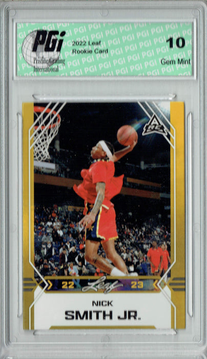 Nick Smith Jr. 2022 Leaf Basketball #B-7 Gold Rookie Card PGI 10