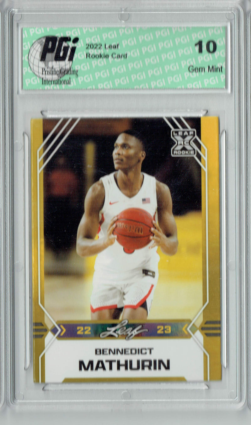 Bennedict Mathurin 2022 Leaf Basketball #B-8 Gold Rookie Card PGI 10