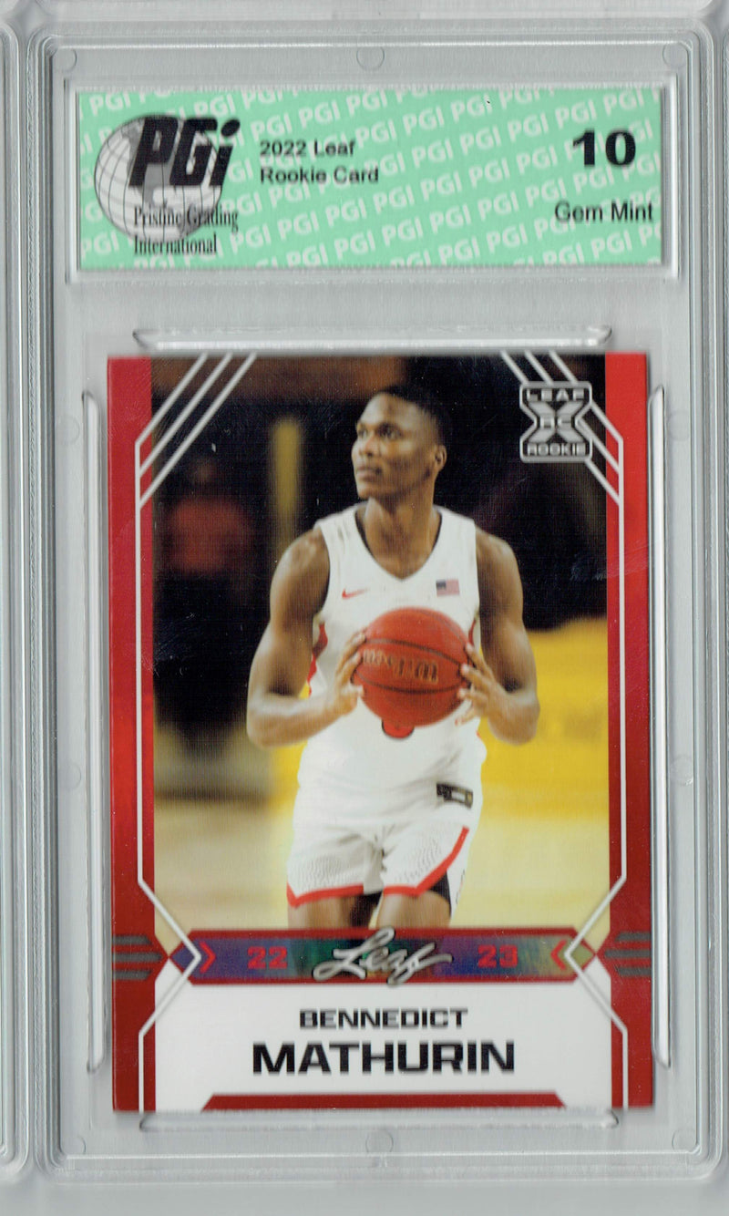 Bennedict Mathurin 2022 Leaf Basketball #B-8 Red Rookie Card PGI 10