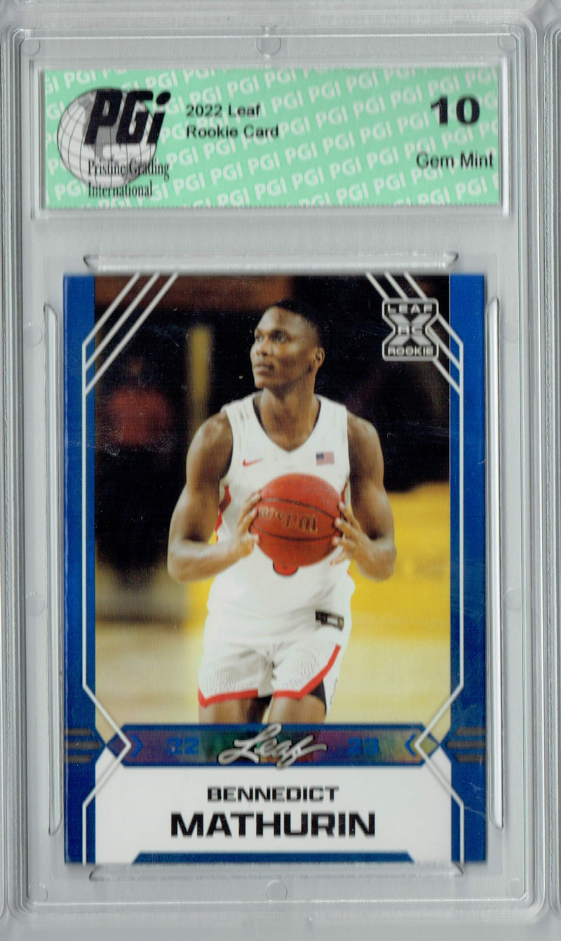 Bennedict Mathurin 2022 Leaf Basketball #B-8 Blue Rookie Card PGI 10