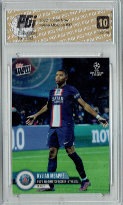 Kylian Mbappe 2022 Topps Now #37 PRISTINE Trading Card PGI 10