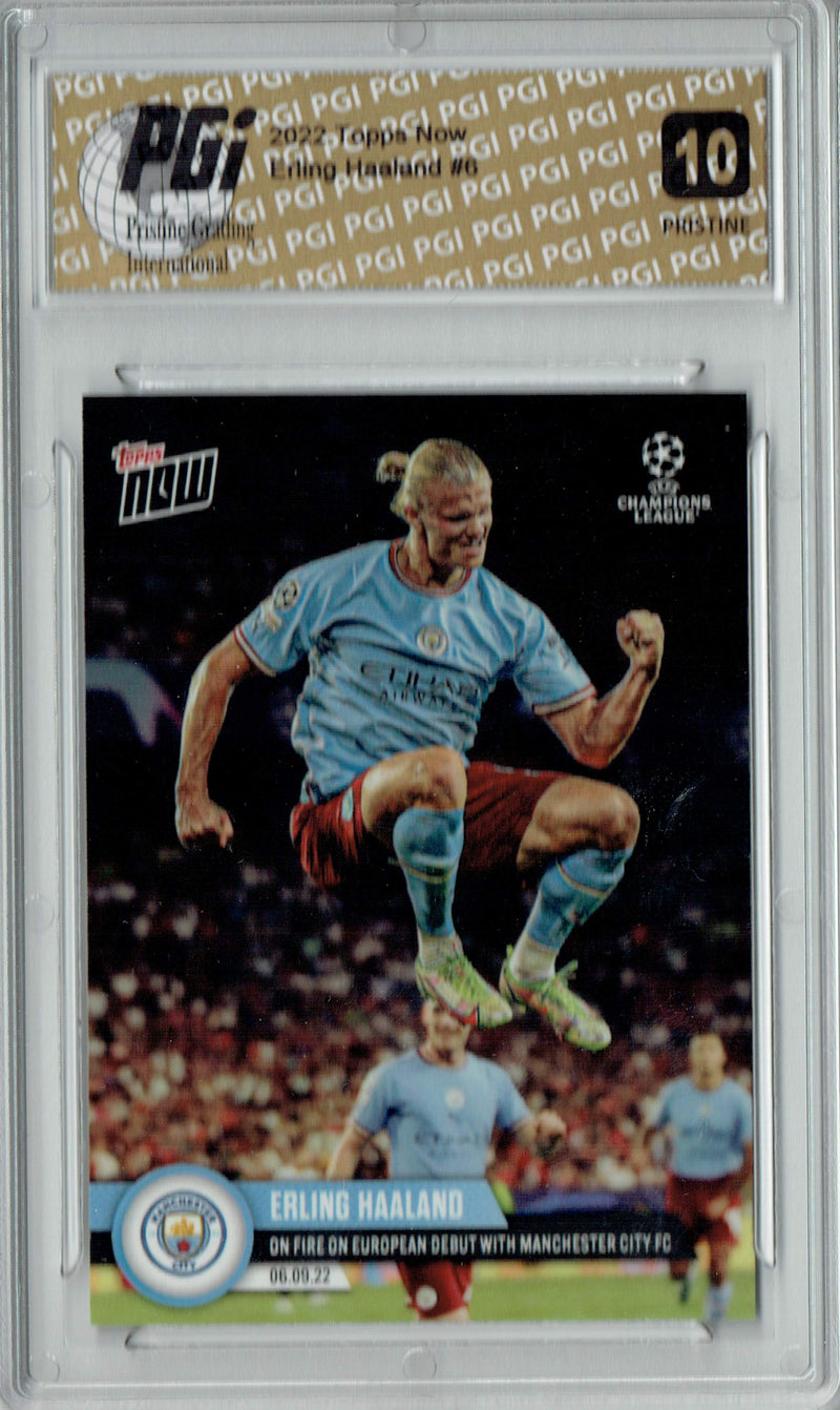 Erling Haaland 2022 Topps Now #6 PRISTINE Trading Card PGI 10