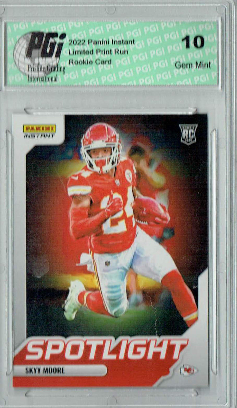 Skyy Moore 2022 Panini Instant #SR-20 Spotlight 1/603 Rookie Card PGI 10