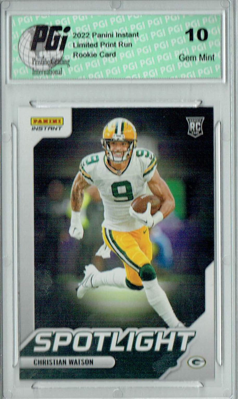 Christian Watson 2022 Panini Instant #SR-12 Spotlight 1/603 Rookie Card PGI 10
