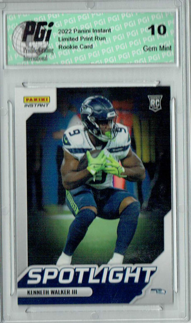 Kenneth Walker III 2022 Panini Instant #SR-14 Spotlight 1/603 Rookie Card PGI 10
