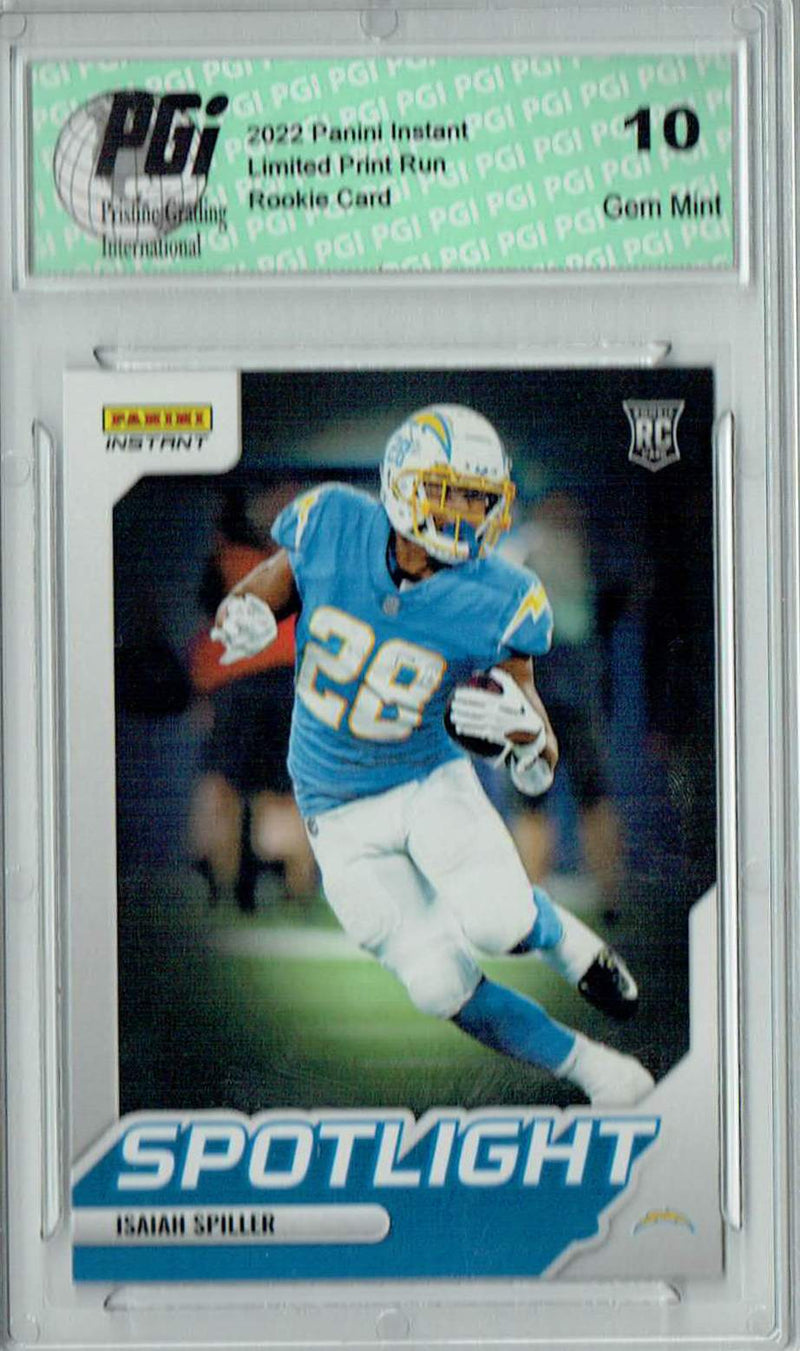 Isaiah Spiller 2022 Panini Instant #SR-34 Spotlight 1/603 Rookie Card PGI 10