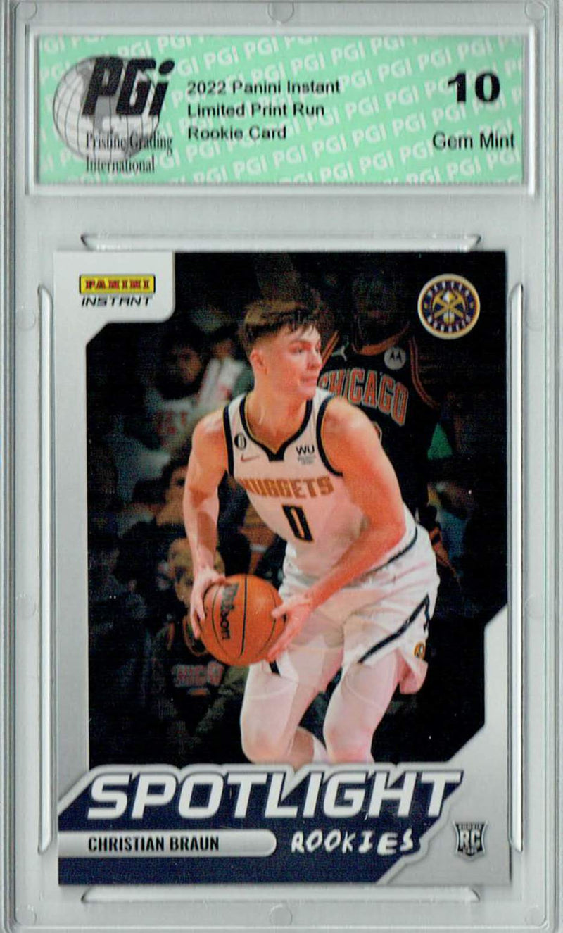 Christian Braun 2022 Panini Instant #RS-21 Spotlight 1/965 Rookie Card PGI 10