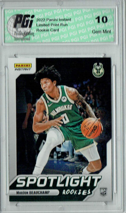 MarJon Beauchamp 2022 Panini Instant #RS-24 Spotlight 1/965 Rookie Card PGI 10