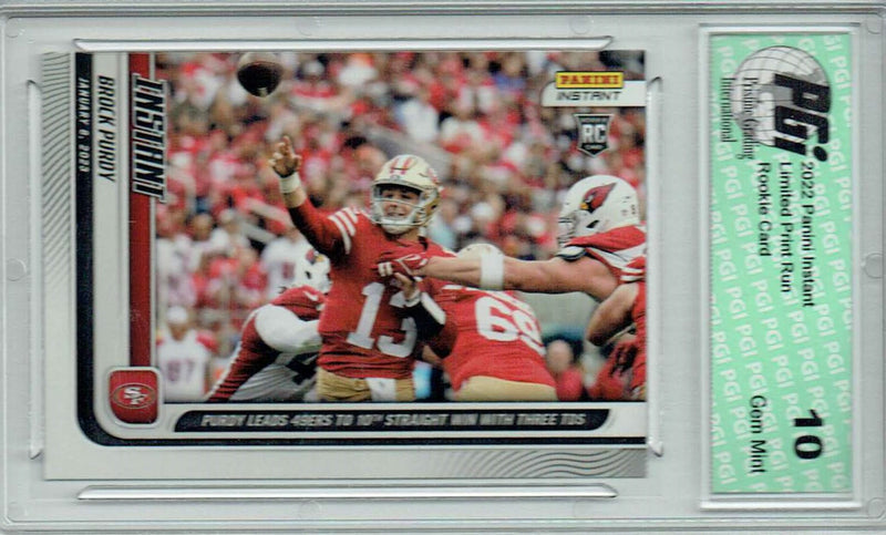 Brock Purdy 2023 Panini Instant #186 10th 49ers Win 1 of 2247 Rookie Card PGI 10