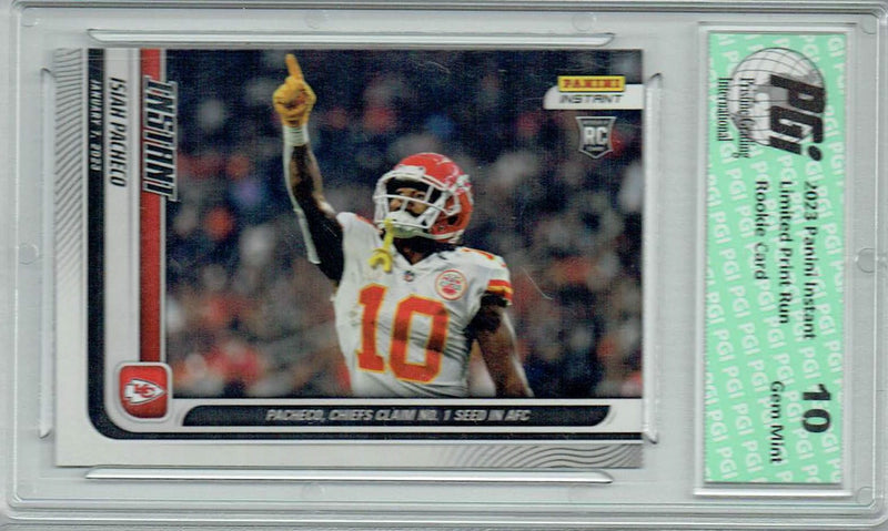 Isiah Pacheco 2023 Panini Instant #178 Chiefs 1 of 527 Rookie Card PGI 10
