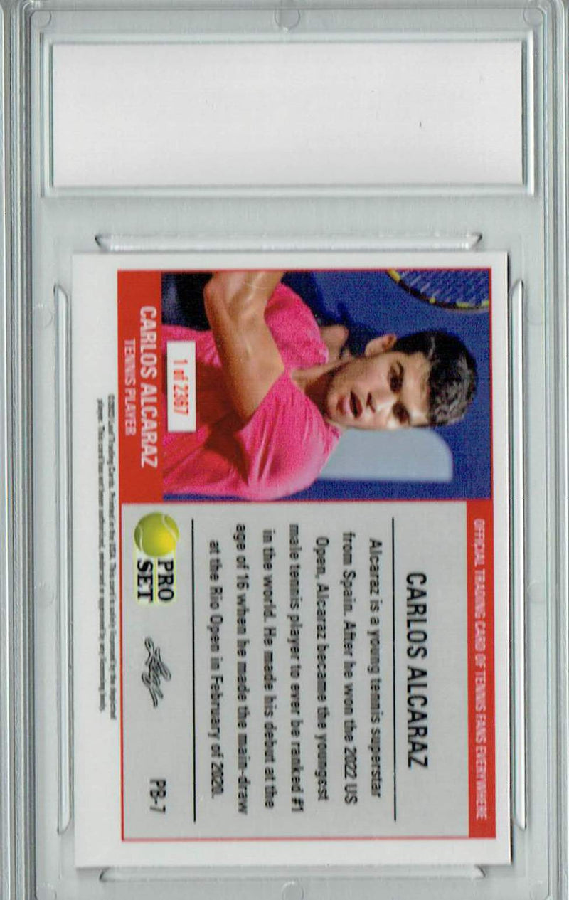 Carlos Alcaraz 2023 Pro Set #PB-7 1 of 2367 Made Rookie Card Tennis PGI 10