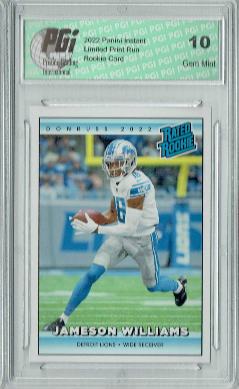 Jameson Williams 2022 Donruss Rated Rookie #RR7 1/4094 Made! Rookie Card PGI 10