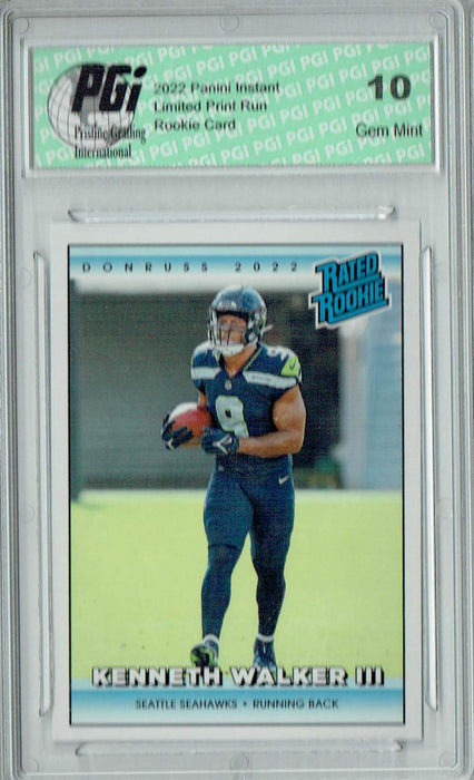 Kenneth Walker III 2022 Donruss Rated Rookie #RR14 1/4094 Made! Card PGI 10