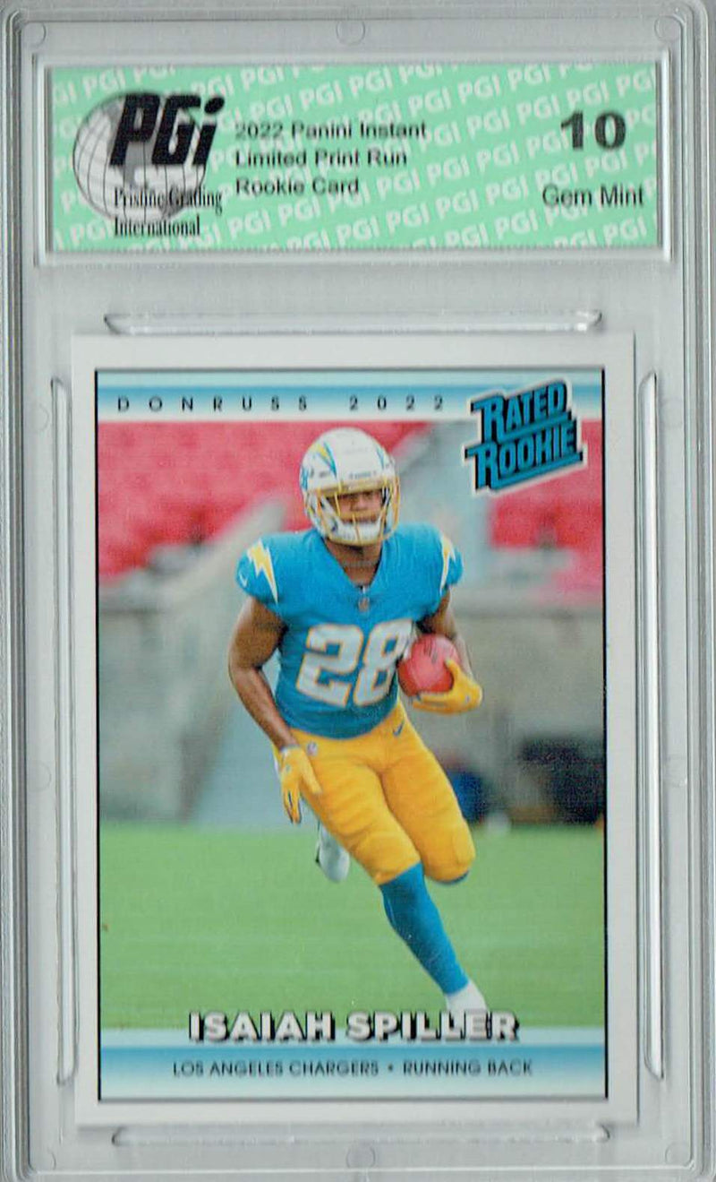Isaiah Spiller 2022 Donruss Rated Rookie #RR34 1/4094 Made! Rookie Card PGI 10
