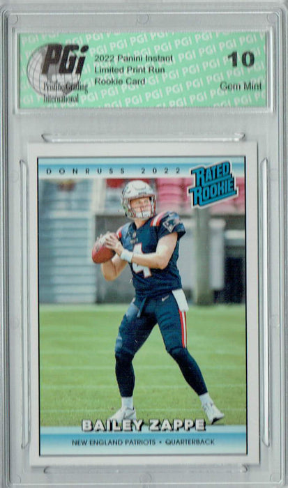 Bailey Zappe 2022 Donruss Rated Rookie #RR39 1/4094 Made! Rookie Card PGI 10