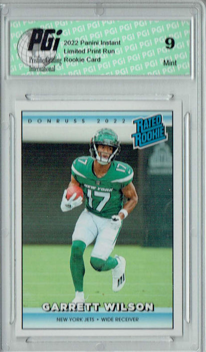 PGI 9 Garrett Wilson 2022 Donruss Rated Rookie RR5 1/4094 Made Retro Rookie Card