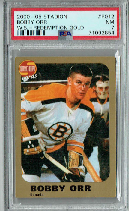 PSA 7 NM Bobby Orr 2000-05 Stadion #P012 Rare Trading Card W.S-Redemption Gold