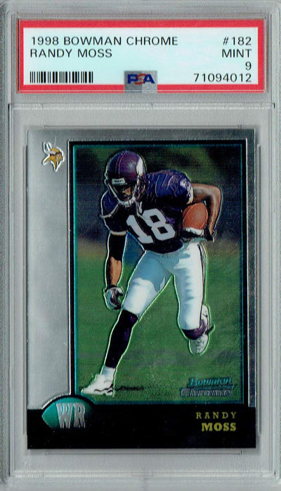 PSA 9 MINT Randy Moss 1998 Bowman Chrome #182 Rookie Card