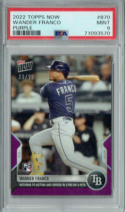 PSA 9 MINT Wander Franco 2022 Topps Now #870 Rookie Card Purple 25 Made