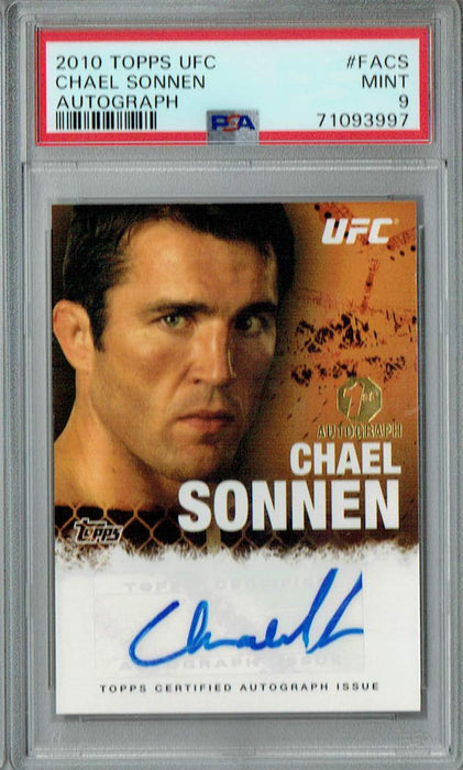 PSA 9 MINT Chael Sonnen 2010 Topps UFC #FACS Rookie Card Auto None Higher