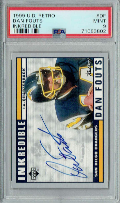 PSA 9 MINT Dan Fouts 1999 U.D. Retro #DF Rare Trading Card Inkredible