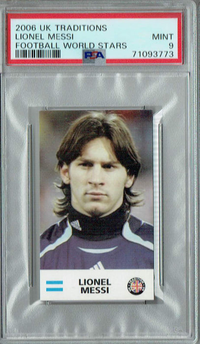 PSA 9 MINT Lionel Messi 2006 UK Traditions #0 Rare Trading Card Football World Stars