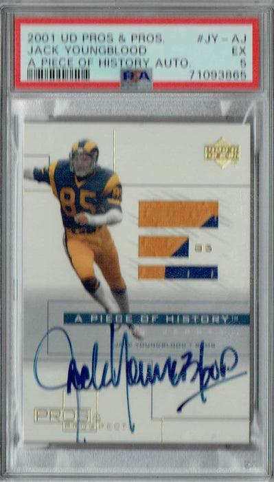 PSA 5 EX Jack Youngblood 2001 UD Pros & Pros #JY-AJ Rare Trading Card A Piece Of History Auto