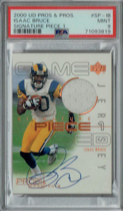 PSA 9 MINT Isaac Bruce 2000 UD Pros & Pros #SP-IB Rare Trading Card Signature Piece 1