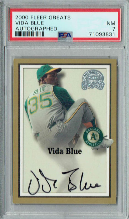 PSA 7 NM Vida Blue 2000 Fleer Greats #0 Rare Trading Card Auto