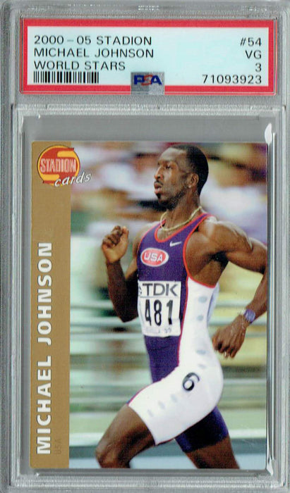 PSA 3 VG Michael Johnson 2000-05 Stadion #54 Rare Trading Card World Stars