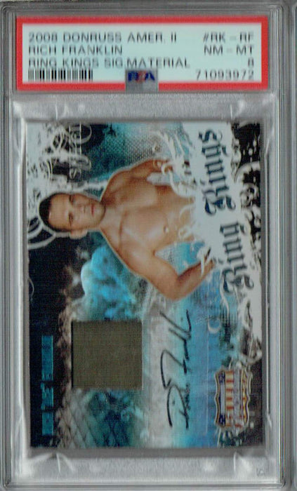 PSA 8 NM-MT Rich Franklin 2008 Donruss Americana #Rk-RF Rookie Card Ring Kings Sig. Material Jersey Auto #342/500