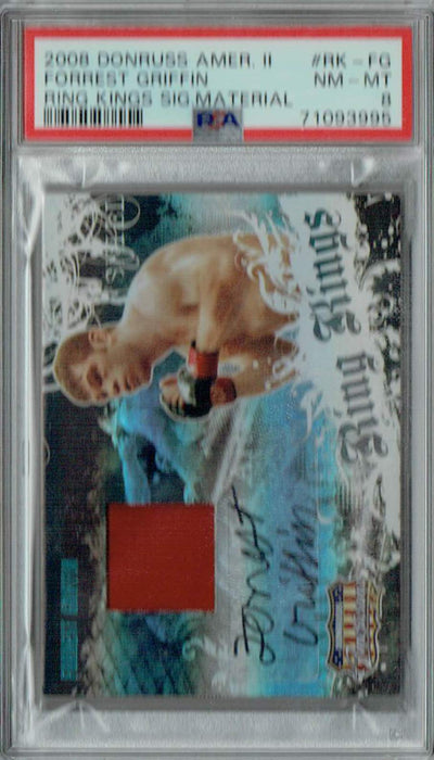 PSA 8 NM-MT Forrest Griffin 2008 Donruss Americana #RK-FG Rookie Card Ring Kings Sig. Material Auto 250 Made