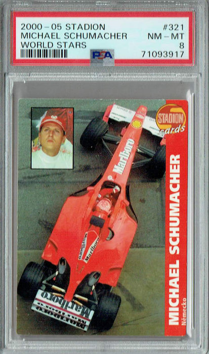 PSA 8 NM-MT Michael Schumacher 2000-05 Stadion #321 Rare Trading Card World Stars