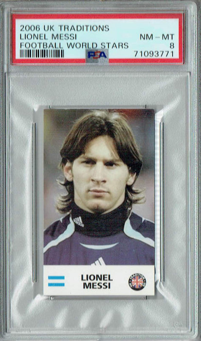 PSA 8 NM-MT Lionel Messi 2006 UK Traditions #0 World Cup Card Football World Stars