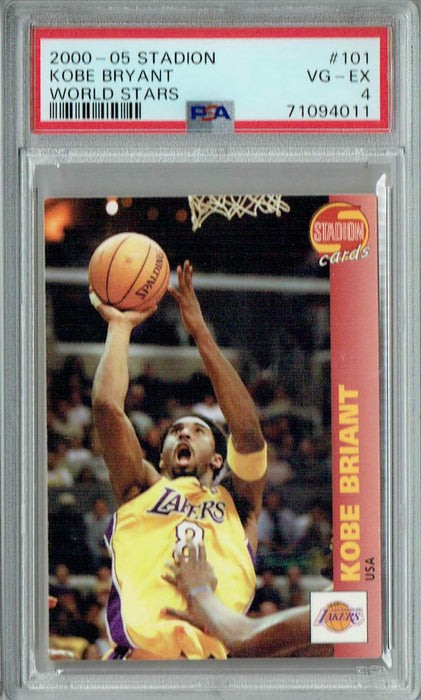 PSA 4 VG-EX Kobe Bryant 2000-05 Stadion #101 Rookie Card World Stars